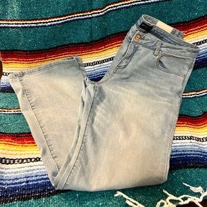 MetHera white wash flared leg jeans